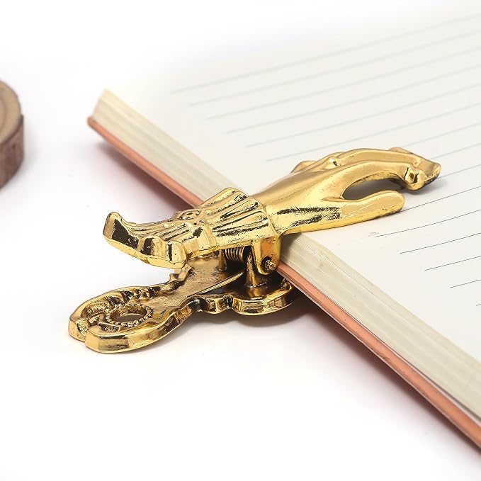 Hand Journal Clip Charm Accessories，Gold Paper Binder Book Clips | Cute Vintage Metal Traveler Notebook Page Holder，Decorative Clamps for Office Home Use