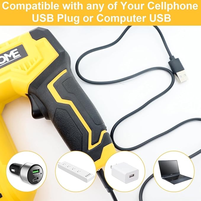 YEAHOME Electric Staple Gun, 2 in 1 Electric Light Duty Brad Nailer/Stapler, 3.7V Power Cordless Stapler Tacker with USB Charger Cable, 1000 Staples for Upholstery, Material Repair and Carpentry