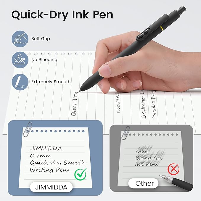 Retractable Gel Pens, 8 Pack Quick-Drying Black Ink with Fidget | 0.7mm Fine Point, Smooth Writing, Long-Lasting Ink, Stress Relief Pens for Journaling, School Office, Gift for Women Men