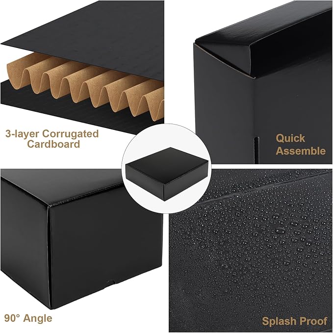 ZBEIVAN 10x8x3 Black Small Shipping Boxes, 30 Packs Corrugated Cardboard Mailer Boxes for Packaging Small Business Mailing Gifts Wrap Boxes with Lids
