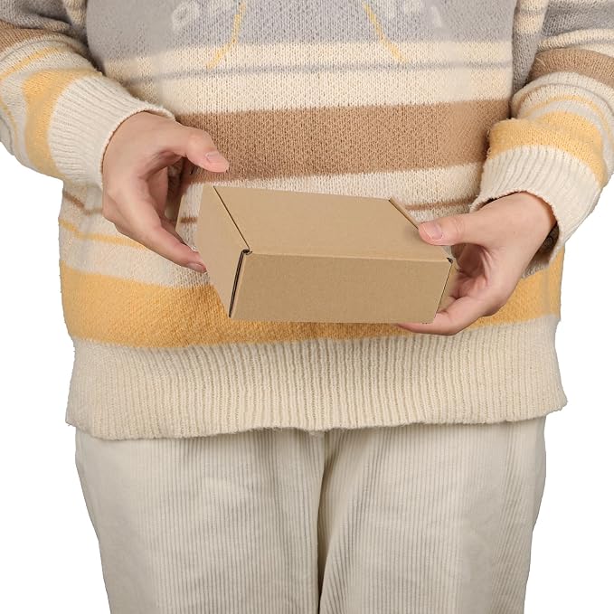 PHAREGE 75 Pack 6x4x2 inch Small Shipping Boxes, Brown Mailing Boxes | Tuck Top, Quick Fold, Easy Assemble, Shape Well, Single Corrugated, DIY Cardboard, Card Shipping, Small Business Packaging