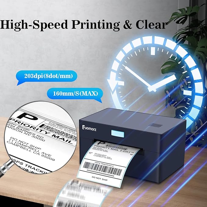 Thermal Shipping Label Printer for Small Businesses，4x6 Wireless Shipping Label Printer，Bluetooth Label Maker Support Android,Mac,iPhone and Windows,Used for Amazon,Ebay,Shopify,Etsy,USPS