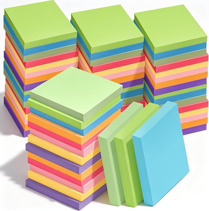 64 Pack of 3x3 Inch Sticky Notes Self-Stick Memo Pads - 3840 Sheets in Total! Great for Home, Office & School