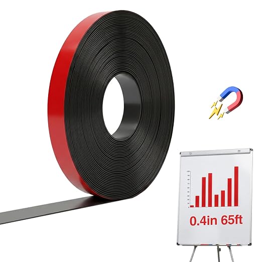 CHUNNIAO 0.4" X 65' Red Magnetic Tape for Whiteboard in Classsroom,School&Office Supplies, Fine Line Gridding Tape