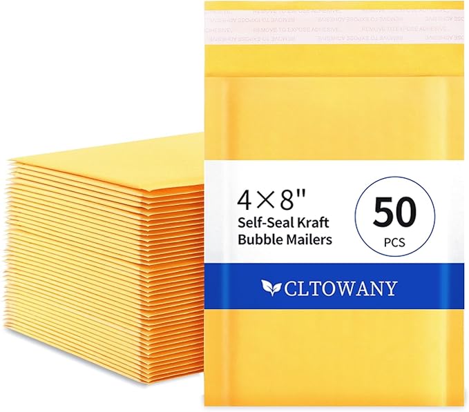 Small Padded Envelopes 4×8' Inch 50 Pack padded mailers Self-Sealing Paper Envelopes for Shipping,Mailing,Packaging,Strong Adhesion Envelope Mailers