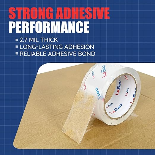 Heavy Duty Packing Tape with Metal Dispenser, Strong HD Clear Packaging Tape, 6 Rolls 1.88 in. x 60 yd. x 2.7MiL, Secure Sealing for Cardboard Package Moving Boxes & Shipping Supplies