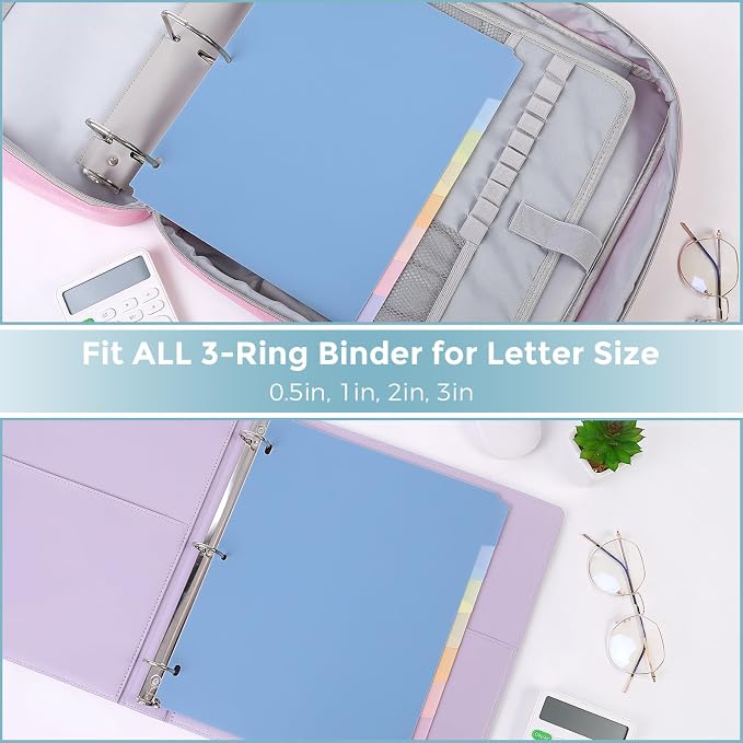 SKYDUE 8-Tab Write&Erase Plastic Dividers for 3 Ring Binder, 2sets | Binder Dividers for Letter Size,with Sticker Labels,Divider Organizers for Student, Teacher, Pastels School Supplies