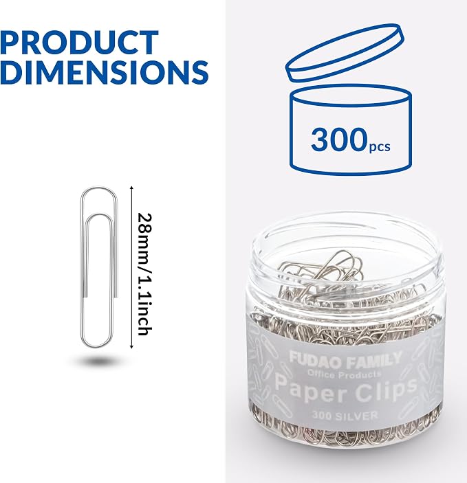 Small Paper Clips, 1.1 Inch Paper Clip, 300 pcs Paperclips (Small, Silver)