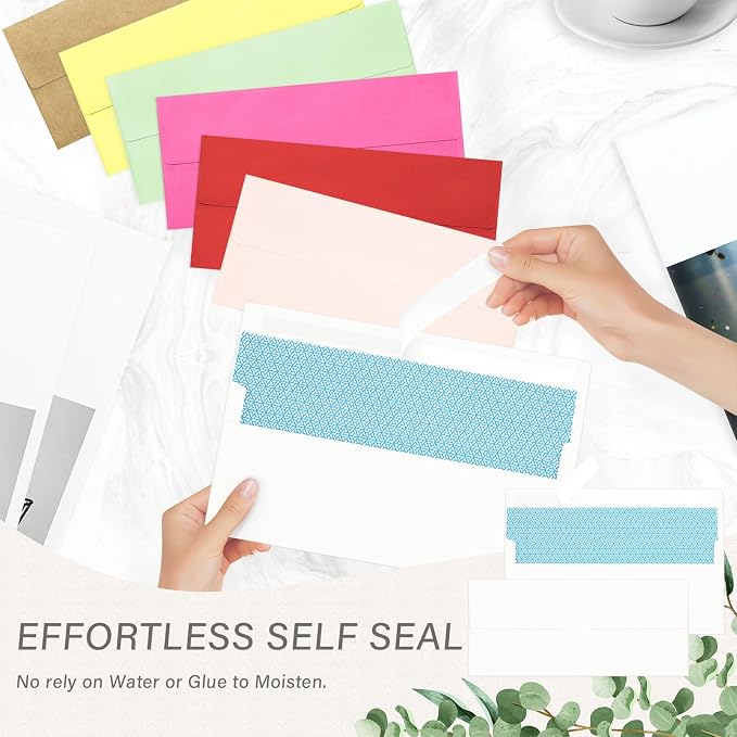 QIKSION 200 Pack #10 Envelopes Letter Size Self Seal Business Envelopes | Security Mailing Envelopes, 4 1/8 x 9 1/2 Inches, White