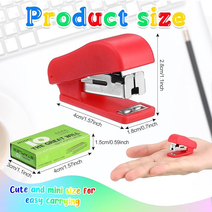 Fainne 30 Pcs Mini Stapler Bulk with Staples Back to School Portable Multicolor Small Stapler Bulk Hand Held Desk Staplers Cute School Supply Set for Office Teacher College (Classic Color)