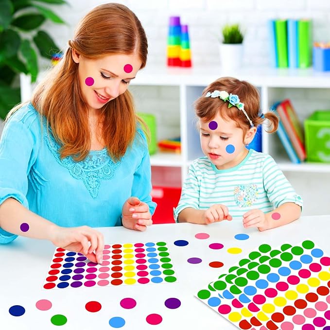 Colored Dot Stickers 700 PCS Color Coding Labels Round Circle Stickers Label, Sticky Dots Stickers for Toddlers, 10 Color 3/4 Inch Colored Sticker Dots for Office, School & Classroom Paper