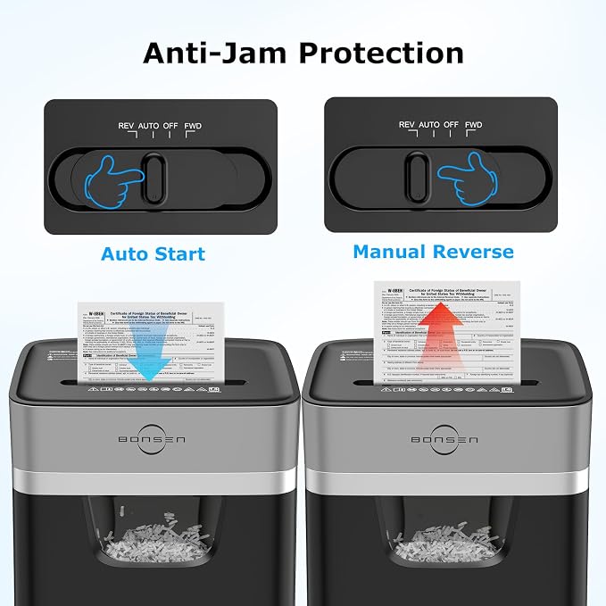 BONSEN 14-Sheet Cross Cut Heavy Duty Paper Shredder for Home Office | P-4 Security, Anti-Jam System, Quiet Paper Shredder for CDs & Staple, with 5.3 Gal Pullout Bin, Easy-roll Casters S3112