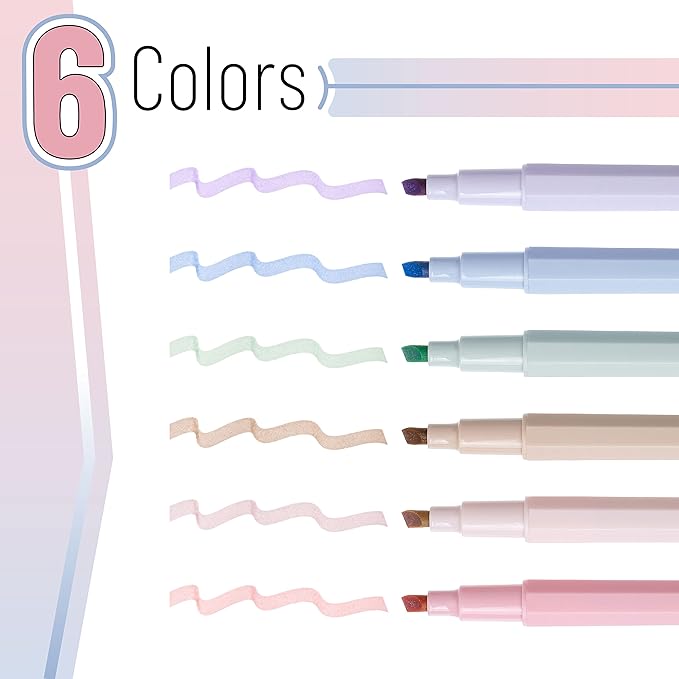 Mr. Pen- Aesthetic Highlighters, 6 Pack, Muted Pastel Color, Chisel Tip, No Bleed Bible Highlighter, Assorted Colors