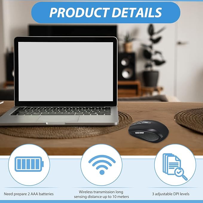 Macarrie 8 Pack Wireless Mouse for Laptop 1200dpi Wireless Computer Mouse Bulk with 6 Buttons Included USB Receiver Compatible with Windows, Pc, Computer