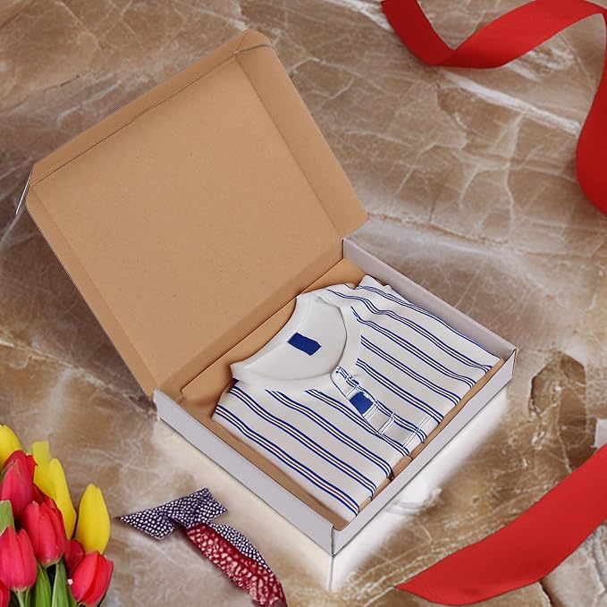 RLAVBL 12x10x2 Shipping Boxes Set of 25, White Corrugated Cardboard Box for Packing, Mailing, Business