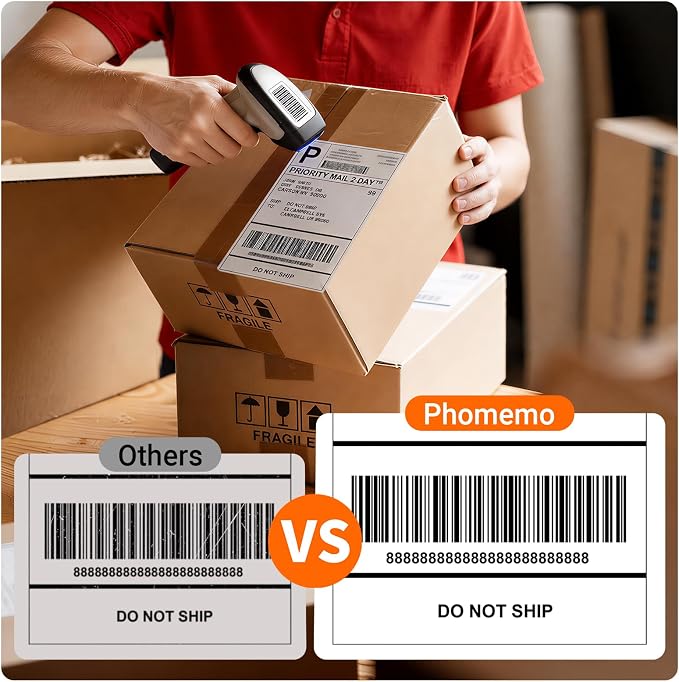 Phomemo 4x6 Thermal Shipping Labels 250 PCS Fanfold Labels for Address Mail | Compatible with JADENS/NULLTONEX/Nelko/KNAON/Phomemo/Rollo/MUNBYN/Omezizy/Rongta and Other 4x6 Label Printers, No BPA and BPS