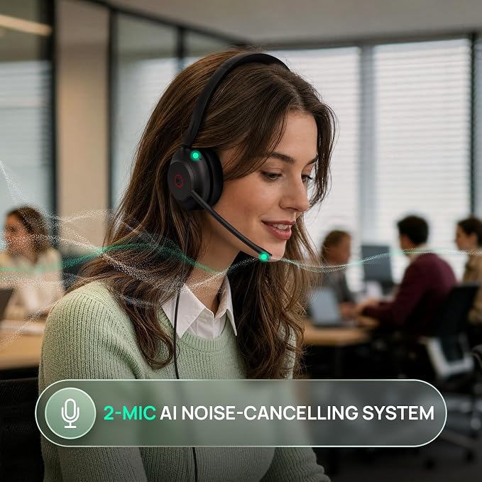 Yealink UH35 2nd Gen Wired Headset, USB-C/A,AI Noise Canceling Mic,HD Audio | Teams/Zoom Certified, Single-ear Headphones with 2-Microphones, Play&Plug for PC/Phone, Work,Calls,Online Meeting,5.6ft Cable