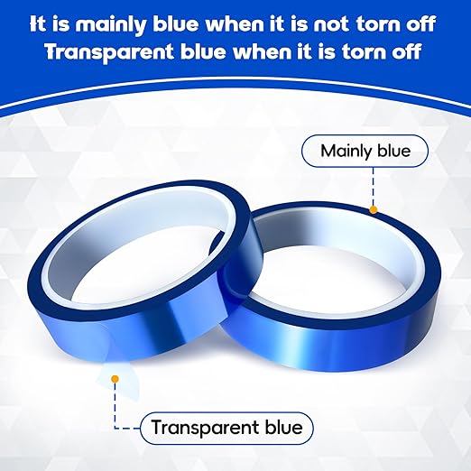 Heat Resistant Tape, 2Pack 20mmx33m(107ft) & 3 Pack10mmx33mm(107ft) Transparent Blue Heat Tape for Sublimation High Temperature Heat Transfer Tape for Heat Sublimation Press