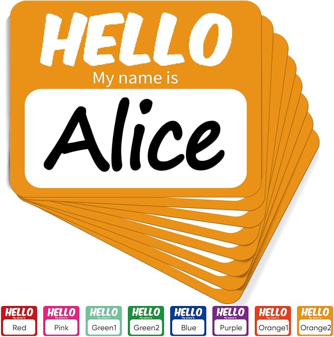 256 Pcs Name Tags Sticker 3"x2.5" Hello My Name is Stickers, Light Orange Name Labels Adhesive Identification Name Badges for School, Office, Meeting, Family Parties, Mailing
