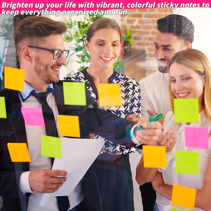 35 Pack Sticky Notes Bulk 3x3 Inch 5 Bright Colors Colorful Memo Pads | 75 Sheets Per Pad, Self Stick Notes, Adhesive Paper, Office, School, Home, Teachers, Students, To Do Lists