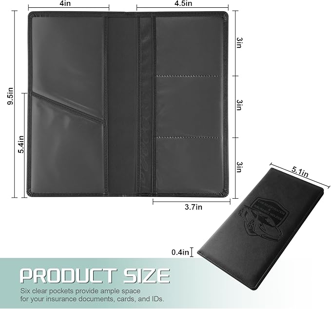 JUSTTOP 1Pack Car Registration and Insurance Holder,Car Document Holder for Cards License with Magnetic Shut,Car Organizer for Documents, Cards, License,Interior Car Accessories for Women Men(Black)