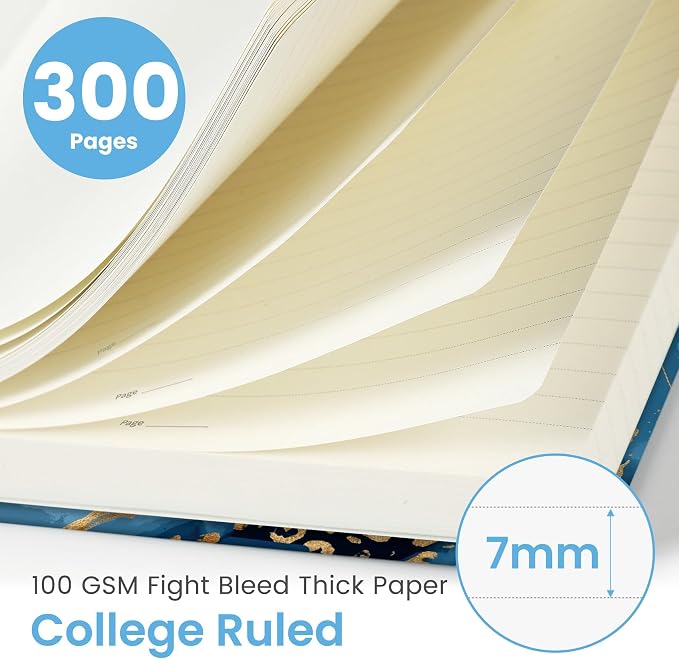 Spiral Notebook for Work Thick Hardcover Lined Journal for Note Taking | Auric Cascade 300 Pages (7.1"x10") B5 College Ruled Journal for Women & Writing, Fit for Office Home School Supplies