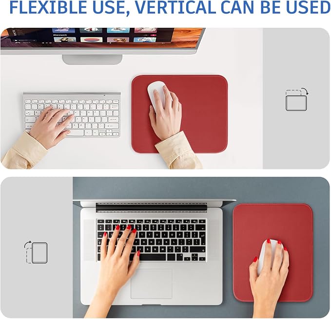 red Mouse Pad, Nice and Cute Mouse Pad, Splash-Proof Textured 10.2 x 8.2Inch, Stitched Edge Non-Slip Waterproof Rubber Mouse Pad