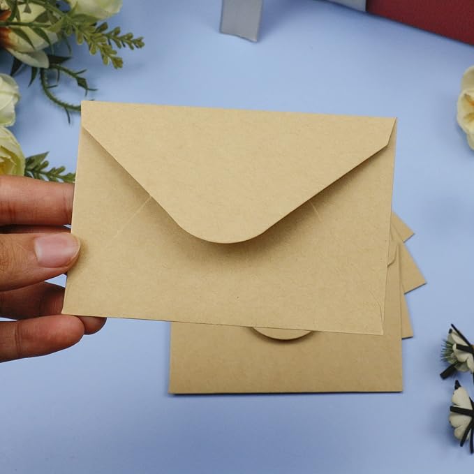 150 Packs of Gift Card Envelopes, Brown Kraft Mini Envelopes, Gift Card Holder, Business Card Envelopes (4"x2.75") (brown)