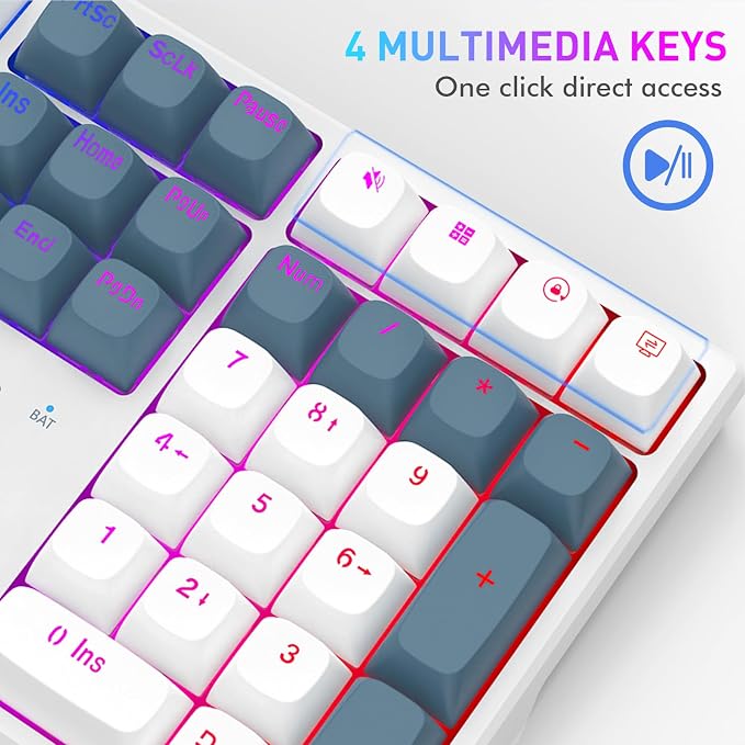 Redragon K668 PRO Wireless 108-Key Gasket RGB Gaming Keyboard, 4 Hotkeys | Extra Shortcut Keys, 0-Delay Tri-Mode, Cushioned Noise Dampening for Creamy Thocky Sound, Unfaded PBT Keycaps, PRO Software