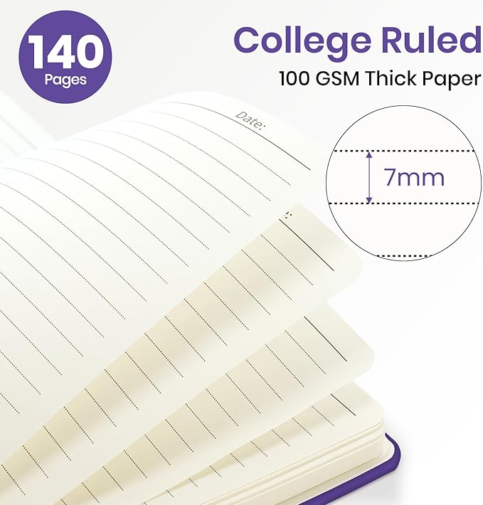 Lined Spiral Journal Notebook for Women, A5 College Ruled Journals for Writing, Hardcover Notebooks for Work, Note taking and Office School Supplies,140 Pages - Periwinkle Blue
