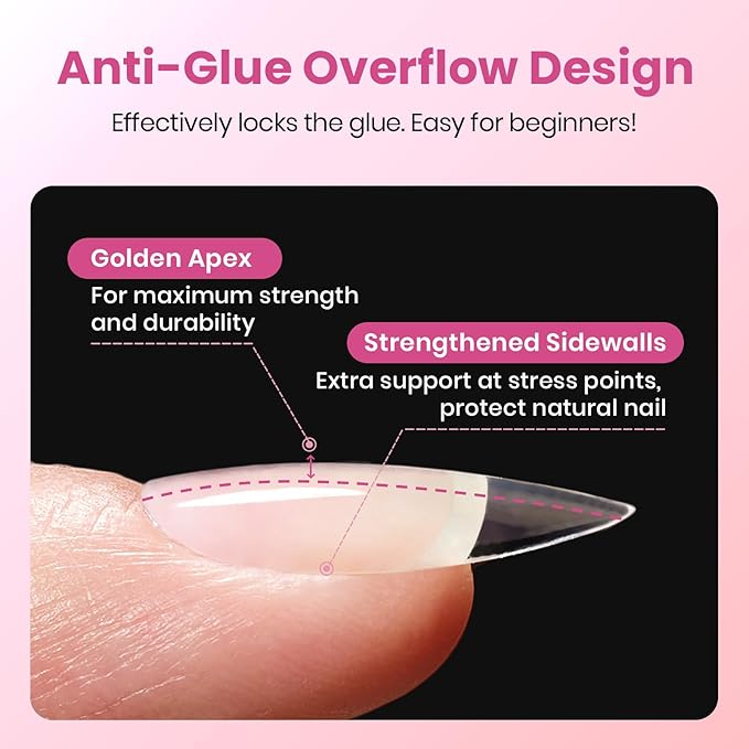 Beetles Gel Nail Tips Flat-X - Square Medium, 160pcs 16 Sizes, Pre-Etched Half Matte Full Cover Soft Acrylic False Nail Tips Clear Press on Easy DIY Extension Salon for Flat & Natural Nail Beds