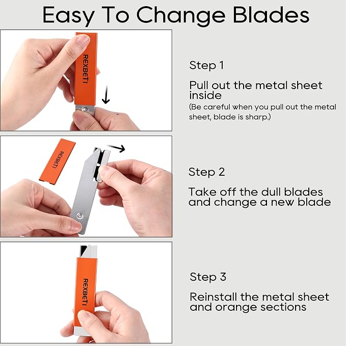 REXBETI 12 Pack Box Cutter, Handy Box Opener, Retractable Utility Knife | All-metal Tough Body & Antirust Blackened Carbon Steel Blades, One-handed Use for Opening Boxes, Packages
