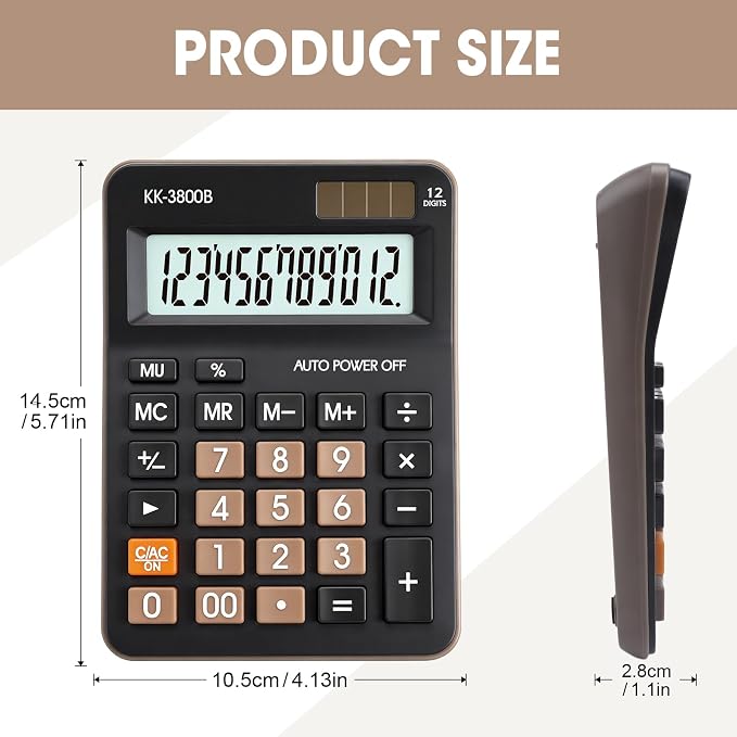 6 Pack Calculator Bulk, 12 Digit Desk Calculator with Large LCD Display & Big Buttons, Dual Power Solar & Battery, Standard Basic 4 Function Calculator for School, Office, Home