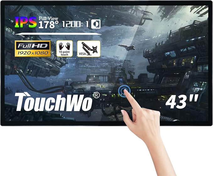 43 inch Interactive Touchscreen Monitor, Smart Board with 16:9 Display 1080P, Win-10 Electronic Whiteboard Touchscreen PC for Office and Classroom, Core i5 RAM 4G & ROM 128G