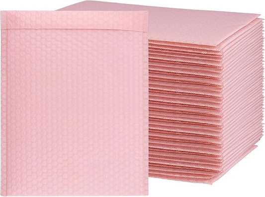 HOZEON 10 x 12 Inch Bubble Mailers 50 Pack - Waterproof Self Seal Padded Envelopes, Light Pink Shipping Bags for Books Clothes, Small Business Packaging