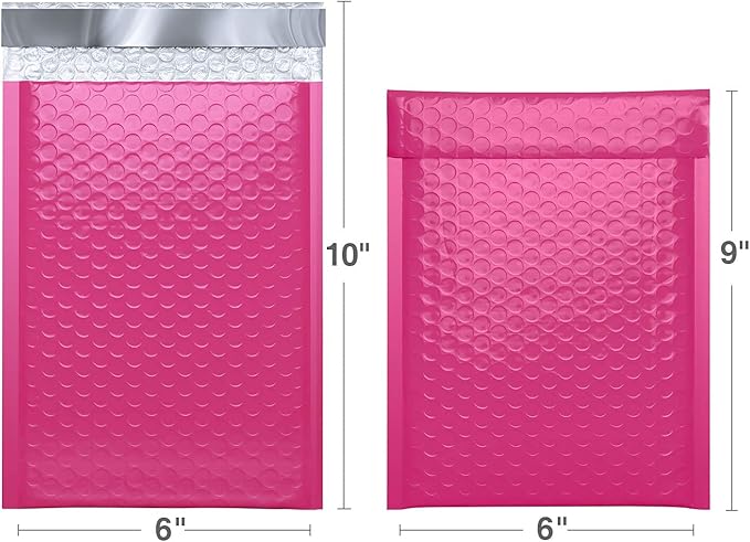 GSSUSA Padded Poly Mailers 6x10 Inches Bubble Mailer Envelopes Small Packaging Mailing Envelope Bags Shipping Bag Bulk Pack Self Seal Package Mail Packing Business Supplies, Pink Case of 600