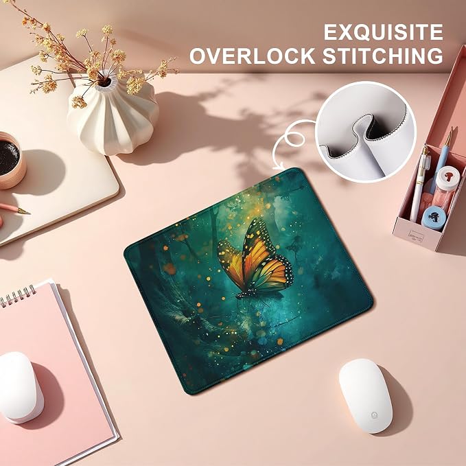 Mystical Butterfly Mouse Pad, Gifts for Butterfly Lovers, Enchanted Forest Moth Mouse Pads Mousepad for Home Office Dorm Computers Laptop Supplies Desk Accessories, 9.5x7.9 Inch