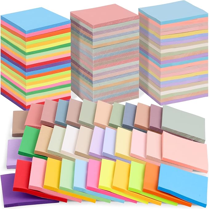72 Pack Sticky Notes Bulk 3x3 Inch 36 Colors Colorful Memo Pads | 50 Sheets Per Pad, Self Stick Notes, Adhesive Paper, Office, School, Home, Meetings, Planning, Reminders, Organization