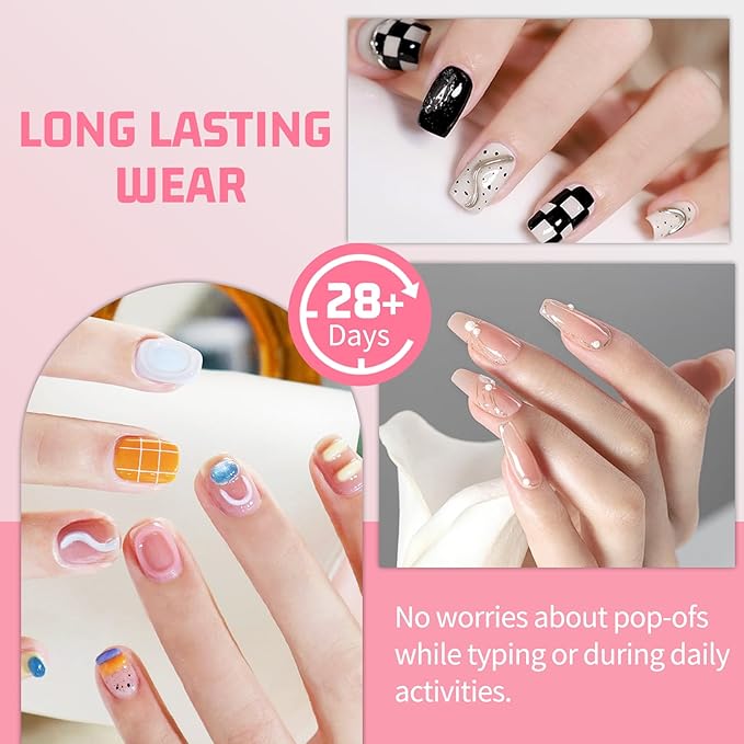 15g Semi Solid Nail Glue with 15g Remover for Press On Nails Tips Gel Nail Glue No Need for UV Lamp Quick Drying a Long Lasting Fake Acrylic Nail