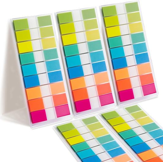 Golcellia Sticky Notes Tabs 900 Pieces Transparent Sticky Tabs, 0.47 Inch Book Tabs, Writable Repositionable Index Tabs Page Markers for Annotating Books, Notes, Files, Rainbow Colors