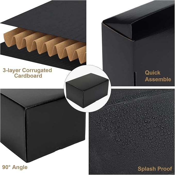 ZBEIVAN 10x7x5 Black Shipping Boxes Set of 20 Corrugated Cardboard Mailer Boxes for Packaging Small Business Mailing Gifts