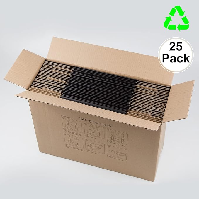 8x8x4 Inches Shipping Boxes Pack of 25, Packaging Corrugated Cardboard Mailer Boxes for Small Bussiness, Black