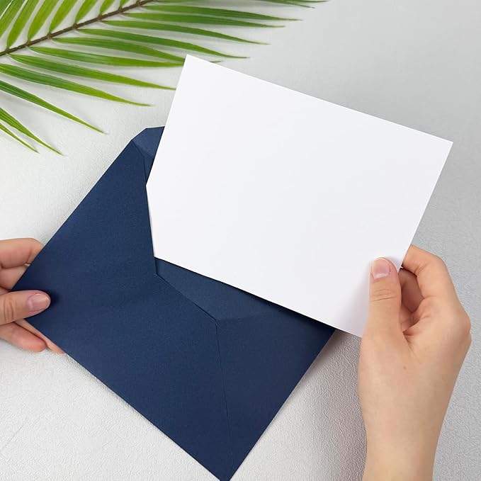 50 PCS Dark Blue Colorful A7 Envelopes with Stickers, 5x7 Envelopes for Greeting Cards, Great for Invitations, Wedding Invitation, Birthday, Baby Shower, Graduation