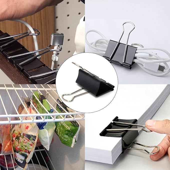 Extra Large Binder Clips 2.4 Inch (60 Pack), Black | Large Binder Clips Big paper clips Clamps for Office and Home Supplies