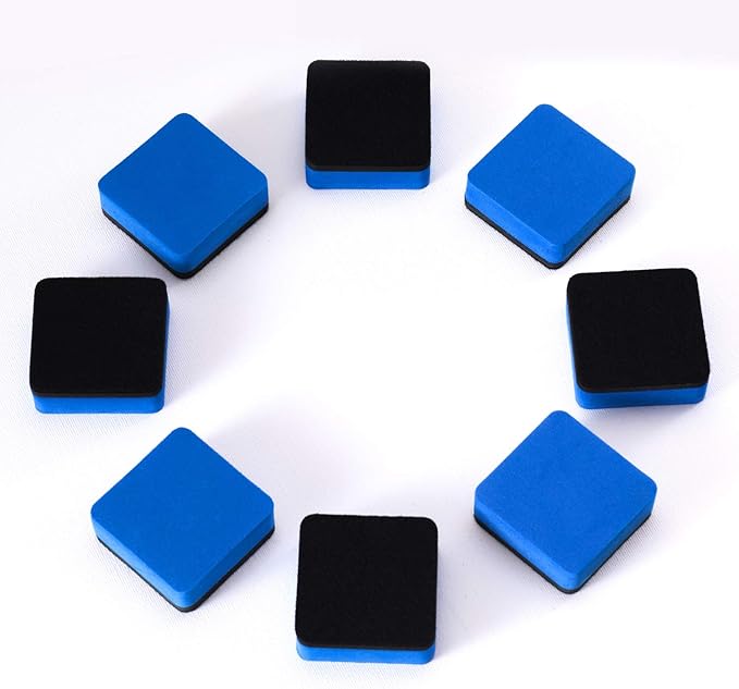 Favide 24 Pack Magnetic Whiteboard Dry Erase Erasers Chalkboard Cleansers for Classroom, Home and Office (Square, Blue)
