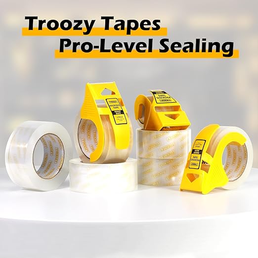 1.88 in x 66.6 YDs Clear Heavy Duty Packing Tape with Dispenser, 2.68 Mil Thick Strong & Durable Shipping Tape for Packing Boxes, Moving, Mailing & Storage