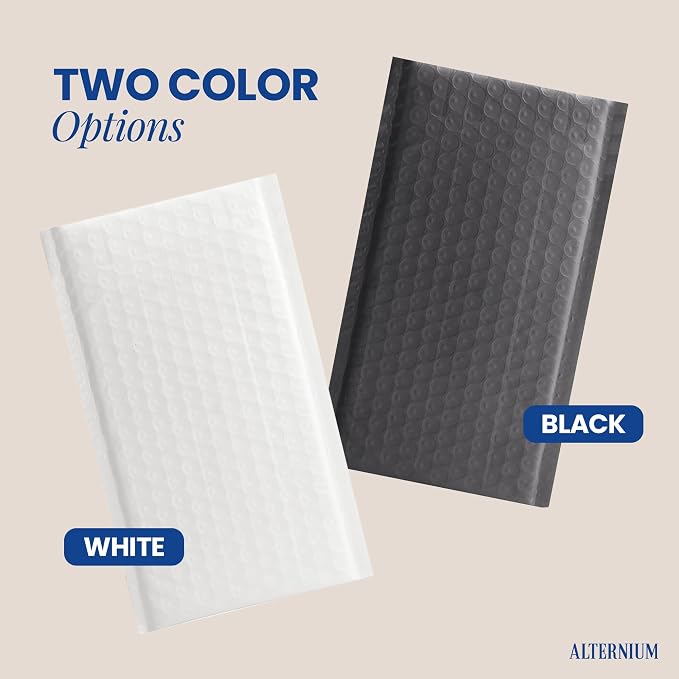 ALTERNIUM Bubble Mailers 4x7 Inch, 100-pack – Small Padded Shipping Envelopes, Self Seal Poly Bubble Mailers, Waterproof Lightweight Mailers for Jewelry, Trading Cards & Small Business - White