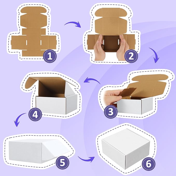Eupako 7x5x2 Small Shipping Boxes 50 Pack - White Cardboard Box Mailers, Corrugated Mailing Boxes for Packaging Small Business