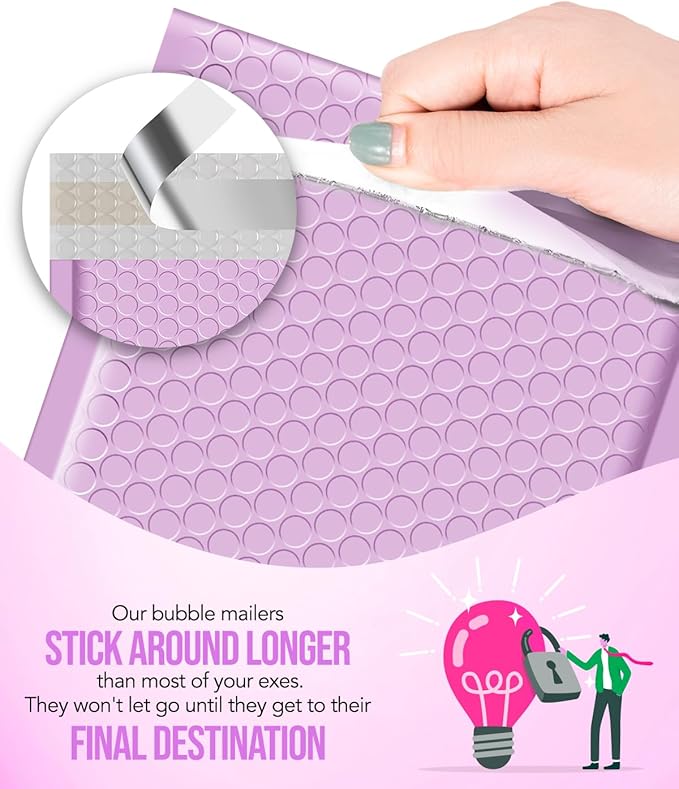 GSSUSA Bubble Mailers 6x10 Inches 100 Pack Size 6x9” Bubble Mailer Envelopes Small Envelope Bags Shipping Bag Bulk Pack Self Seal Package Mail Packing Business Supplies, Lavender
