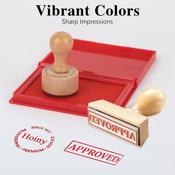 Red Stamp Pad, 4 x 2.5 Inch Ink Pad for Stamps, All-Purpose Felt Pad | Quick-Dry & Reusable, Works with Rubber, Wooden, Metal Stamps, Large Premium Quality Stamp Ink Pad for Office and Crafting